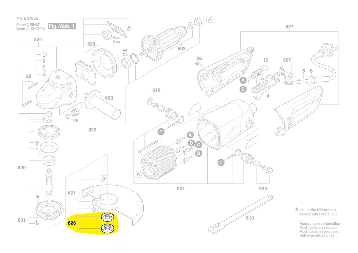 Ecrou + flasque disque meuleuse 9780 / 9785 / 9786 Skil